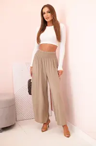 Kesi Włoski Dámske viskózové nohavice s elastickým pásom ťava