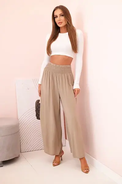 Kesi Włoski Dámske viskózové nohavice s elastickým pásom ťava