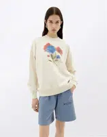 Thinking MU Blurry Flower Jimena Sweatshirt WHITE L