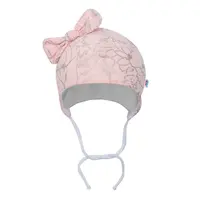 New Baby Kojenecká bavlněná čepička s mašličkou  NUNU růžová, vel. 80 (9-12m)