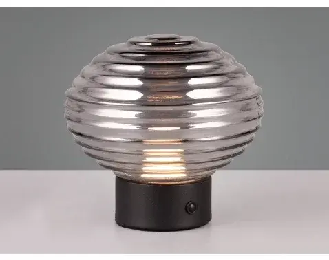 LED stolná lampa nabíjacia Earl 14 cm, dymové sklo%