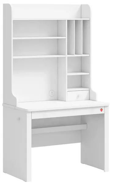 Psací stůl s vysokým nástavcem a usb vendella - bílá