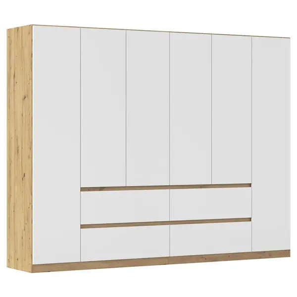 Rauch Möbel ŠATNÍ SKŘÍŇ S OTOČNÝMI DVEŘMI, bílá, dub artisan, 271/210/54 cm