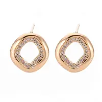 Brass Micro Pave Clear Cubic Zirconia Stud Earrings Findings