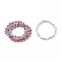 Handmade Round Evil Eye Lampwork Beaded Stretch Bracelets
