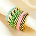 Brass Enamel Cuff Open Rings