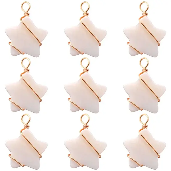 30Pcs Natural Freshwater Shell Pendants