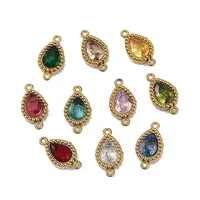 Ion Plating(IP) 304 Stainless Steel Cubic Zirconia Teardrop Links Connector Charms
