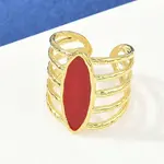 Horse Eye 304 Stainless Steel Enamel Cuff Rings for Women