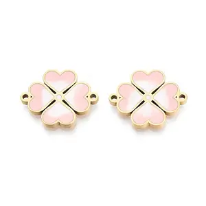 304 Stainless Steel Enamel Heart Clover Links