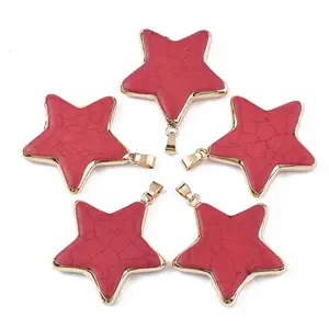 Electroplate Synthetic Turquoise Pendants