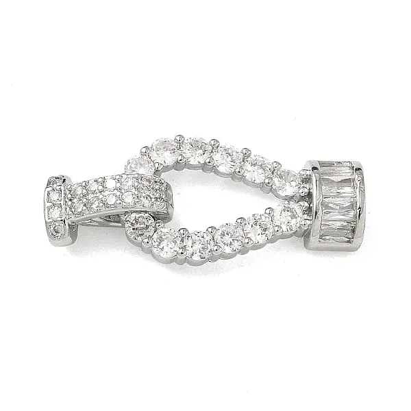 Brass Micro Pave Clear Cubic Zirconia Fold Over Clasps