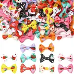 100Pcs 10 Colors Strawberry Pattern Ployester Bowknots Ornament Accessories