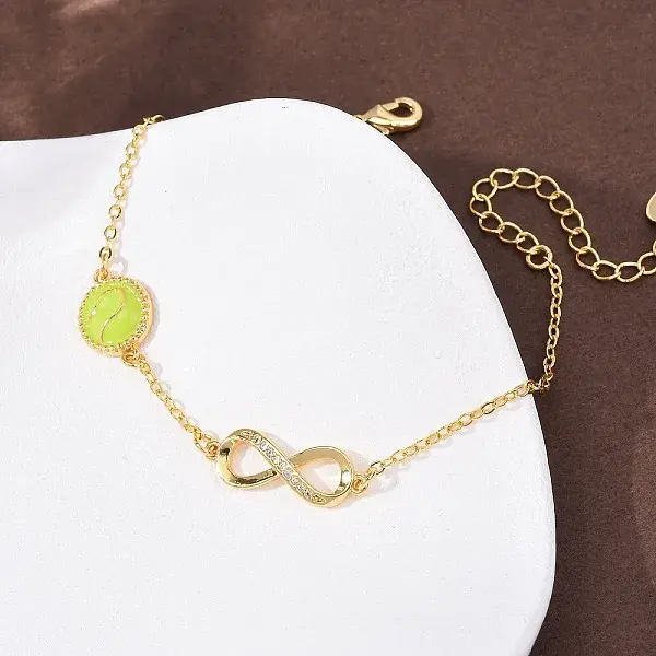 Sports Brass Micro Pave Cubic Zirconia Infinity Link Bracelets