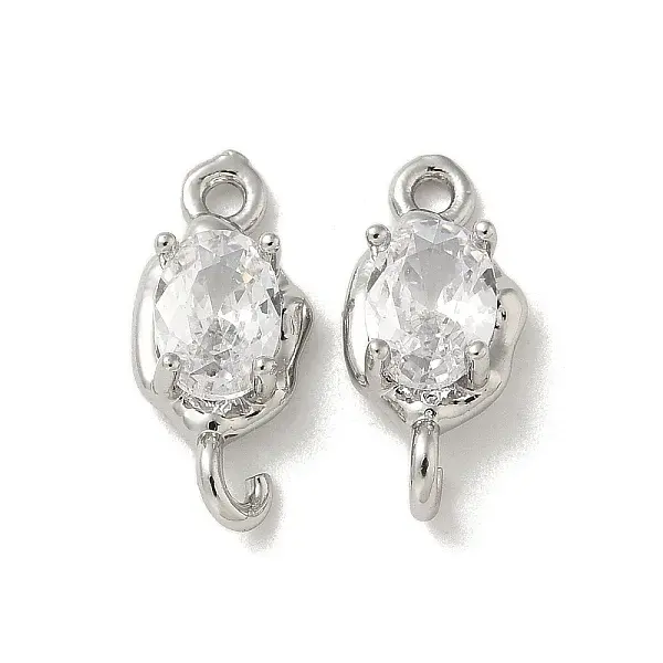 Brass Clear Cubic Zirconia Connector Charms