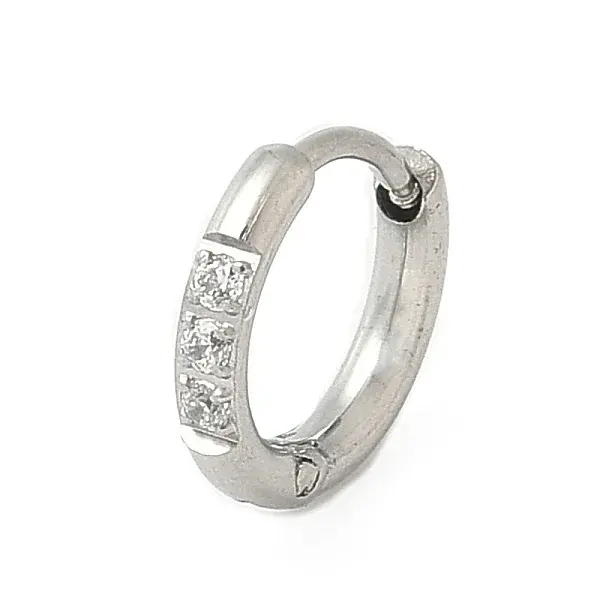 316 Stainless Steel Micro Pave Clear Cubic Zirconia Hoop Cartilage Earrings