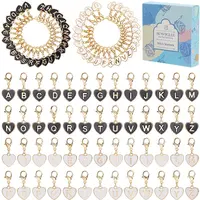 56Pcs 2 Colors Alloy Enamel Pendant Locking Stitch Markers