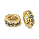 Rack Plating Brass Micro Pave Clear Cubic Zirconia Beads