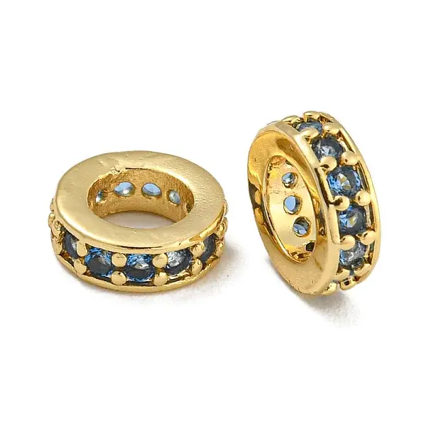 Rack Plating Brass Micro Pave Clear Cubic Zirconia Beads