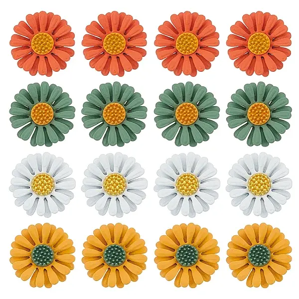 16Pcs 4 Colors Alloy Brooches