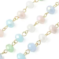 Handmade Electroplate Glass Faceted Rondelle Beaded Chains