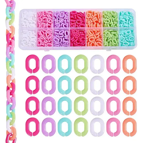 560Pcs 7 Colors Opaque Acrylic Linking Rings