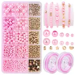DIY Glass Pearl & CCB Plastic Bead Elastic Bracelets Making Kits