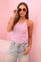 Kesi Dámska pruhovaná blúzka s V výstrihom a krátkym rukávom béžová