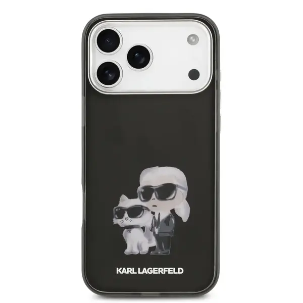 Zadní kryt Karl Lagerfeld IML Aquarelle Karl and Choupette pro Apple iPhone 17 Pro, černá