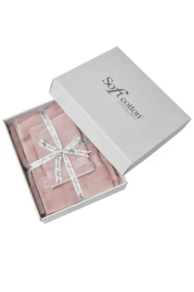 Dárková sada ručník, osuška a mycí žínka NORA, 3 ks Lila Sada (ručník 45x70 cm, osuška 62x125 cm, mycí žínka 16x22 cm)