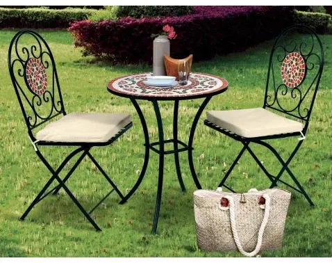 Zahradní set Mosaic, černý/červený