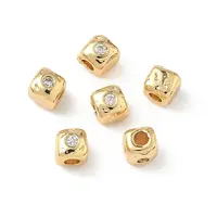 Brass Micro Pave Cubic Zirconia Beads