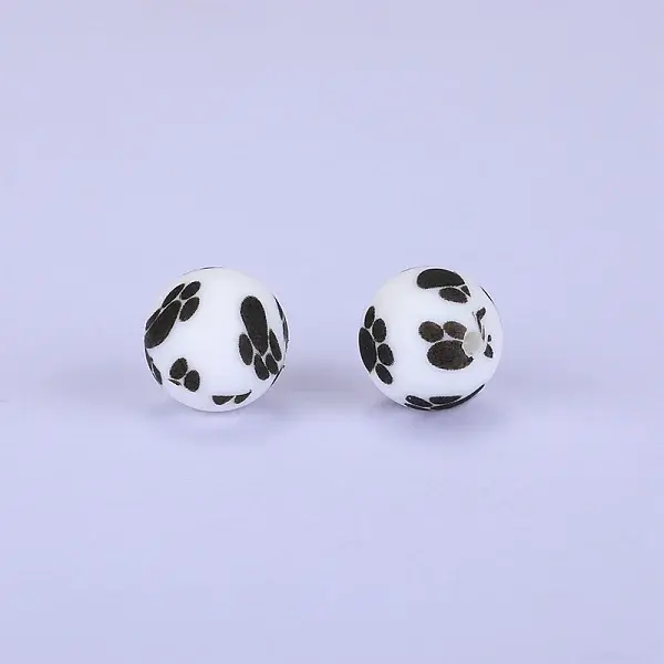 Printed Round Silicone Focal Beads