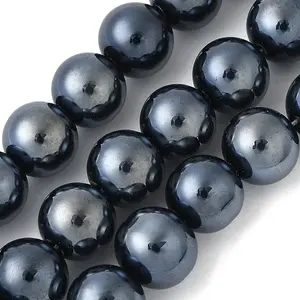 Electroplate Round Pearlized Glass Pearl Beads Strands