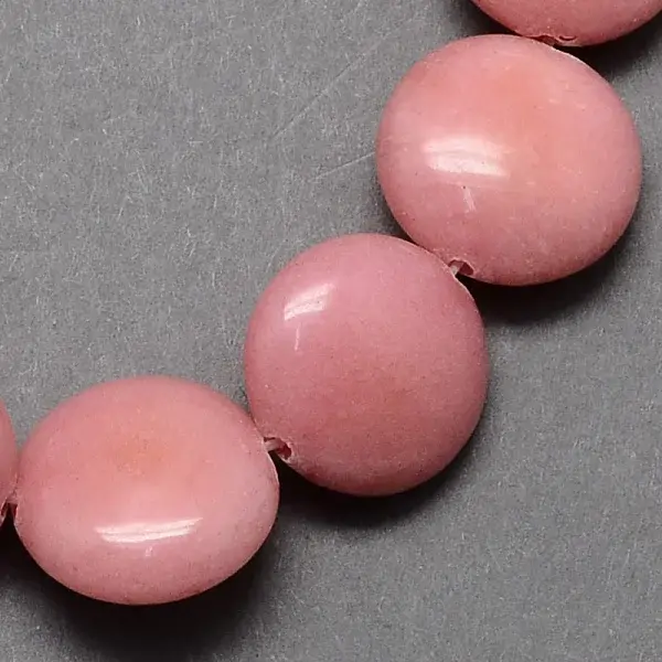 Dyed Flat Round Gemstone Natural Rhodochrosite Stone Beads Strands