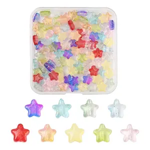 120Pcs 9 Colors Transparent Spray Painted Glass Beads