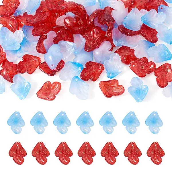 72Pcs 2 Colors Handmade Lampwork Pendants