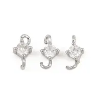 Brass Pave Clear Cubic Zirconia Flat Round Connector Charms