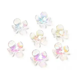 Transparent Acrylic Flower Bead Caps