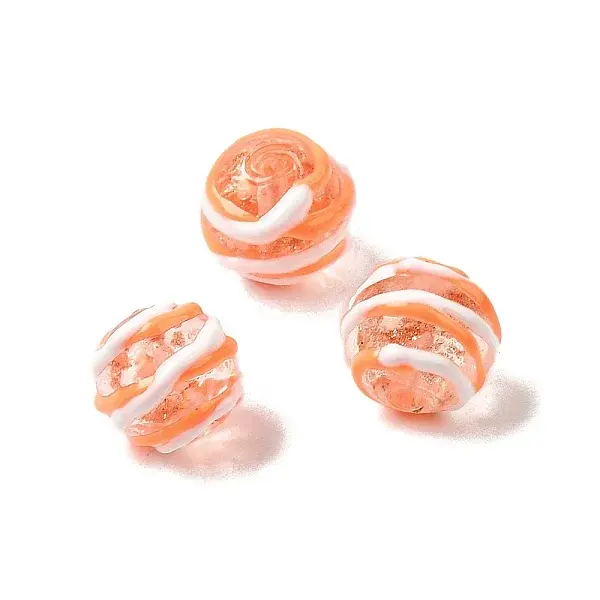 Handmade Gold Sand Enamel Lampwork Beads