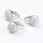 Adjustable Natural Howlite Finger Rings