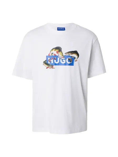 HUGO Tričko 'Nalotrix'  kráľovská modrá / zelená / červená / biela