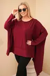 Kesi Dámska tunika Plus Size z bavlny s asymetrickým spodkom bordová