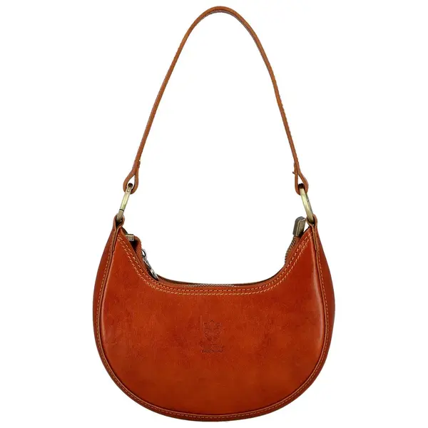 Dámska kožená kabelka na rameno koňaková - Delami Vera Pelle Fidelie