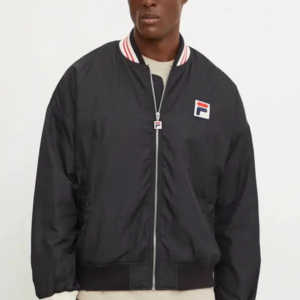 Bomber bunda Fila Limoges černá barva, přechodná, oversize, FAM0755