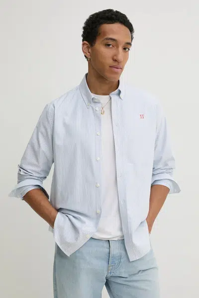 Košile Les Deux pánská, modrá barva, regular, s límečkem button-down, LDM410195