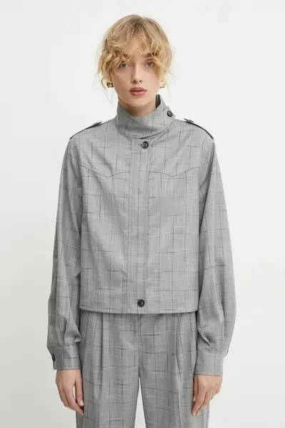 Bunda Bruuns Bazaar dámská, šedá barva, přechodná, BBW4224