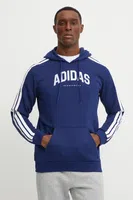 Mikina adidas Collegiate pánská, tmavomodrá barva, s kapucí, s potiskem, JV6502