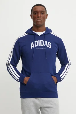 Mikina adidas Collegiate pánská, tmavomodrá barva, s kapucí, s potiskem, JV6502