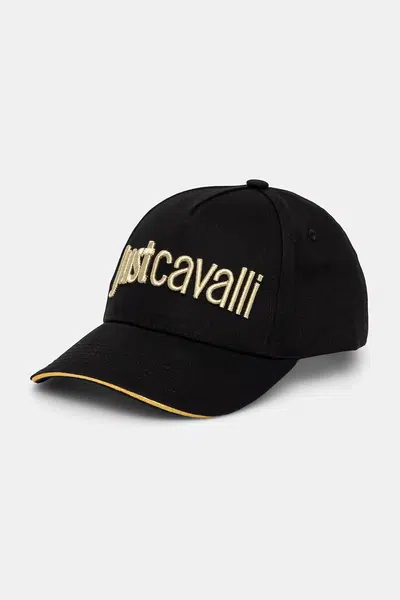 Bavlněná baseballová čepice Just Cavalli černá barva, s aplikací, 78QAZK30 ZG192